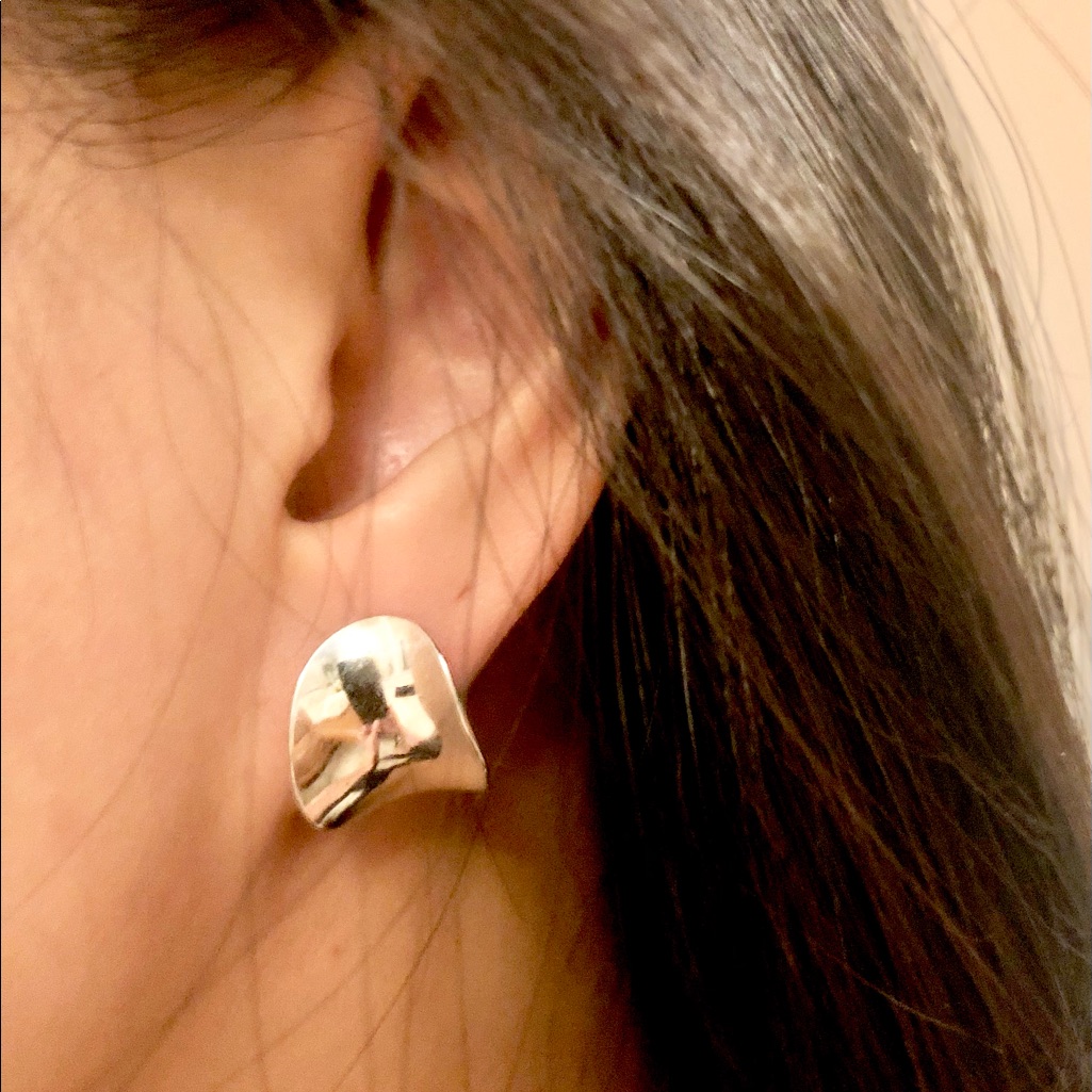 Lord + Taylor | 925 Sterling Silver Vintage Concave Earrings - Post Backing